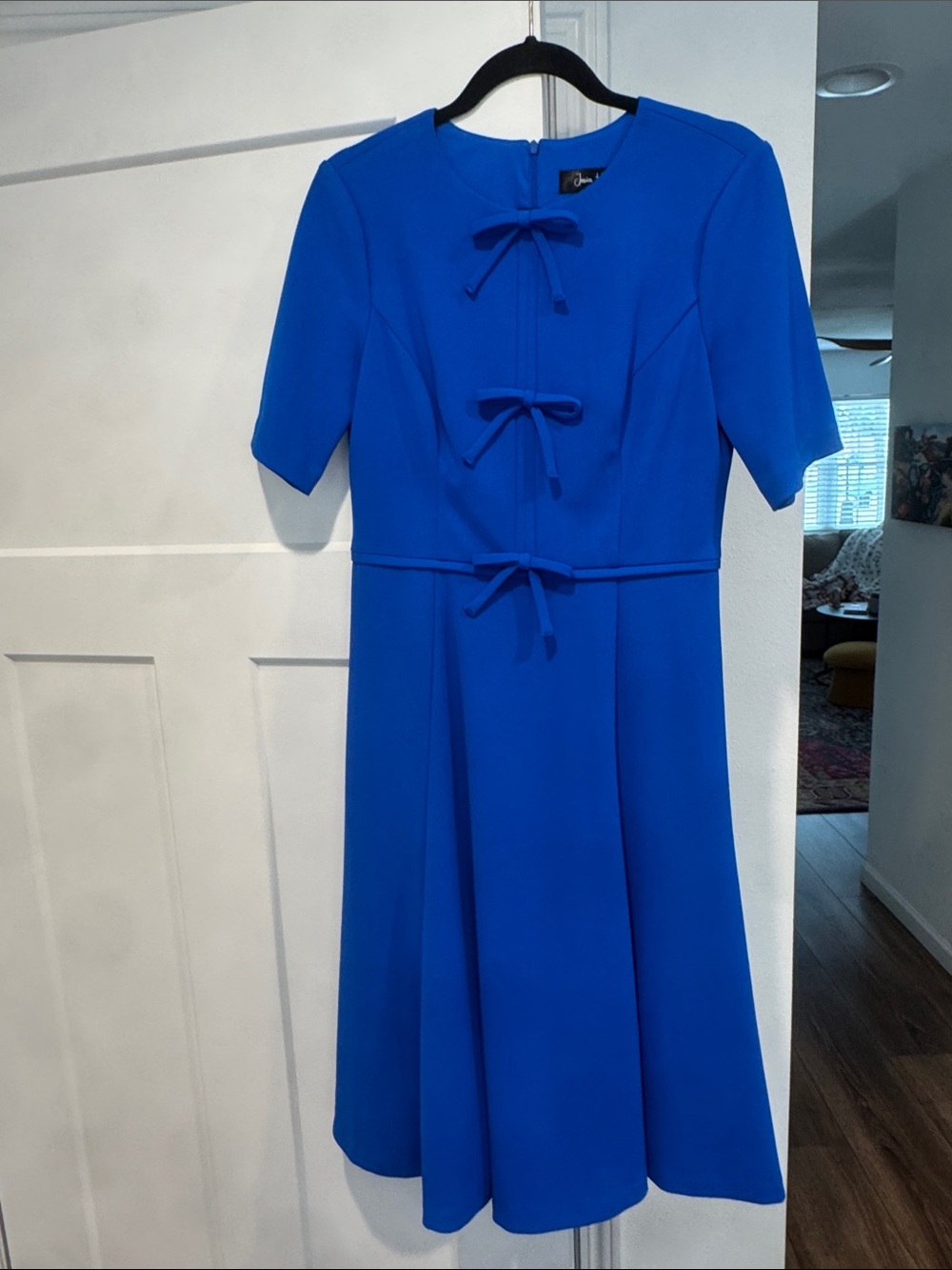 Jessica Howard Cobalt Blue Midi Dress with Front Bows